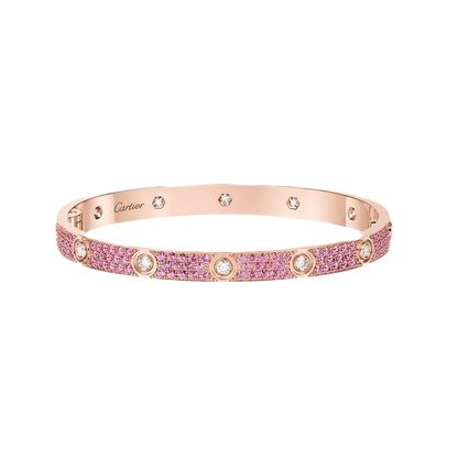 [NOBLE AURA] 2026 PAVE GEMSTONE LOVE BRACELET 6.1MM 10 DIAMONDS