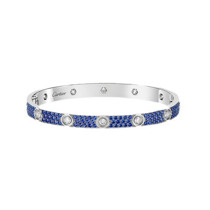 [NOBLE AURA] 2026 PAVE GEMSTONE LOVE BRACELET 6.1MM 10 DIAMONDS