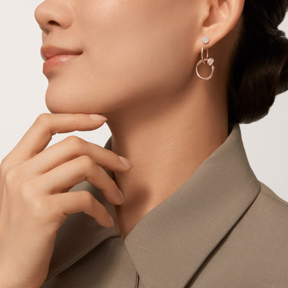 [NOBLE AURA] JUSTE HALF DIAMOND DOUBLE EARRINGS