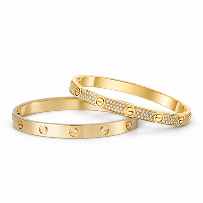 [NOBLE AURA] LOVE  Classic & Diamond-Paved Bracelet Stack Set