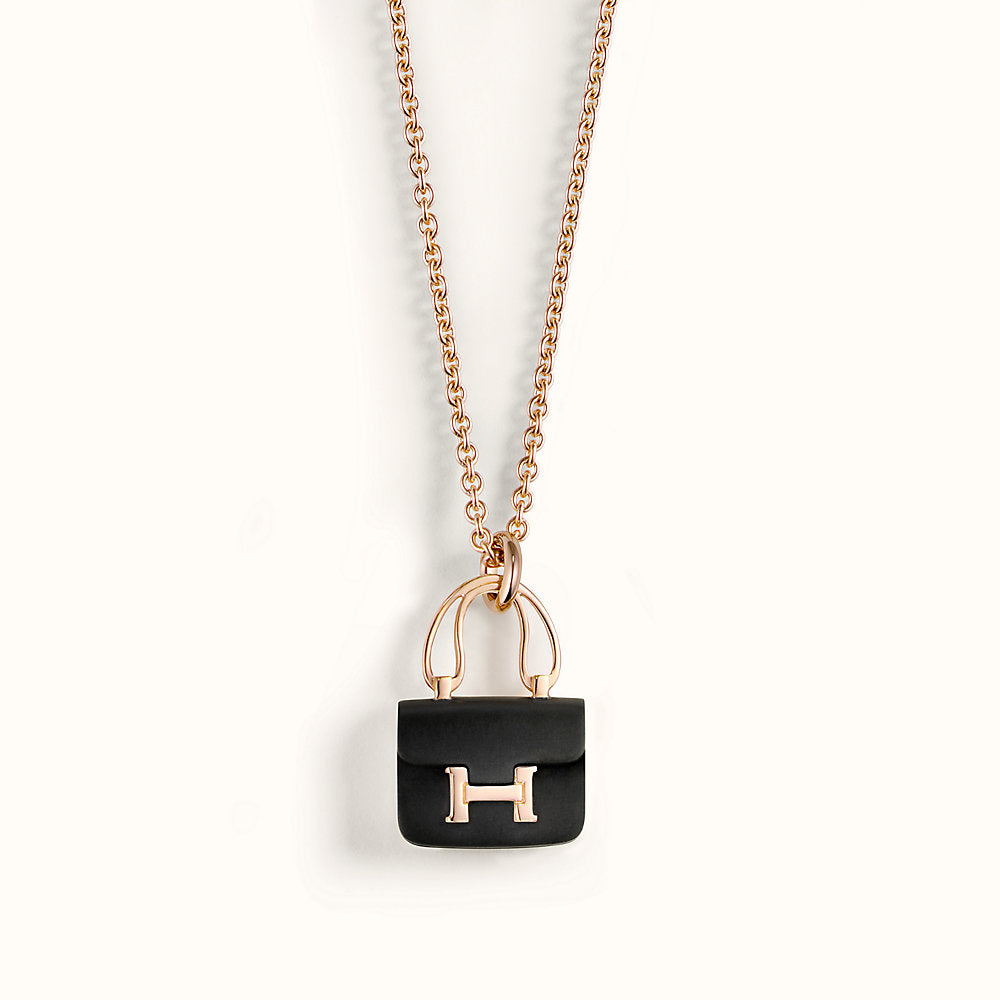 [NOBLE AURA]CONSTANCE BLACK PEDANT PINK GOLD NECKLACE