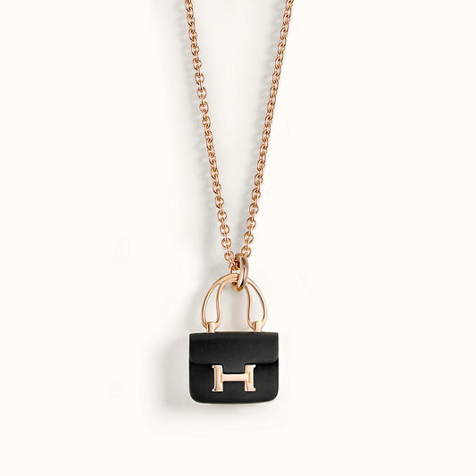 [NOBLE AURA]CONSTANCE BLACK PEDANT PINK GOLD NECKLACE