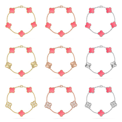 [NOBLE AURA] CLOVER 5 MOTIFS  PINK MOP BRACELET COLLECTION