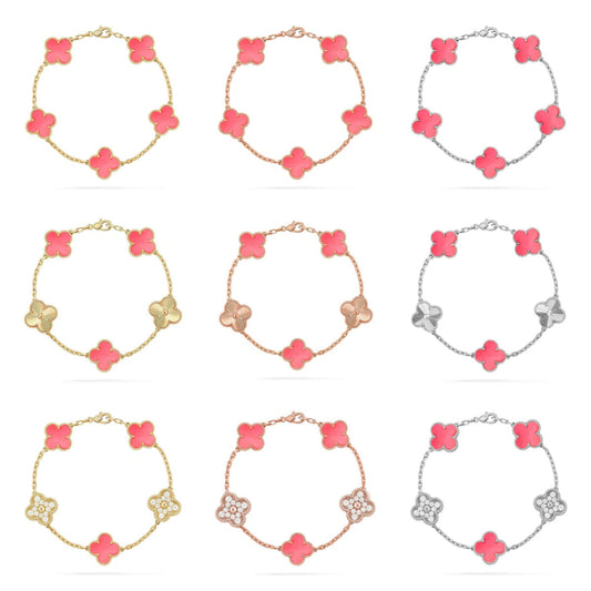 [NOBLE AURA] CLOVER 5 MOTIFS  PINK MOP BRACELET COLLECTION