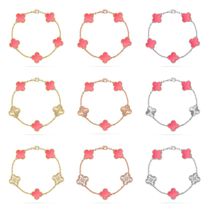 [NOBLE AURA] CLOVER 5 MOTIFS  PINK MOP BRACELET COLLECTION
