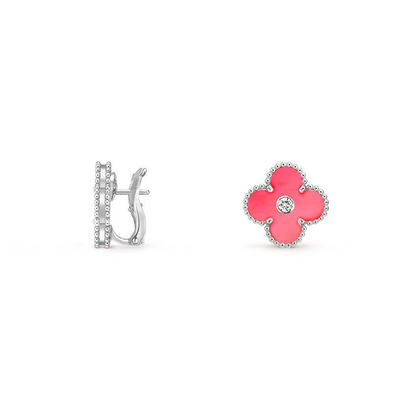 [NOBLE AURA]CLOVER SILVER 15MM MOP DIAMOND EARRINGS COLLECTION