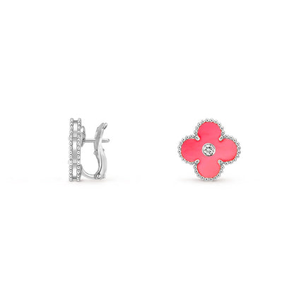 [NOBLE AURA]CLOVER SILVER 15MM MOP DIAMOND EARRINGS COLLECTION
