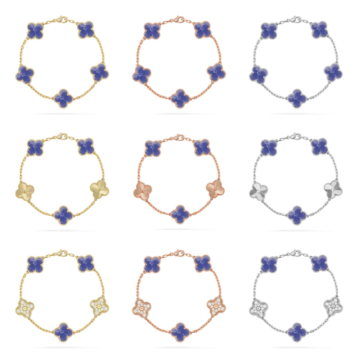 [NOBLE AURA]CLOVER 5 MOTIF BLUE VEINS BRACELET COLLECTION