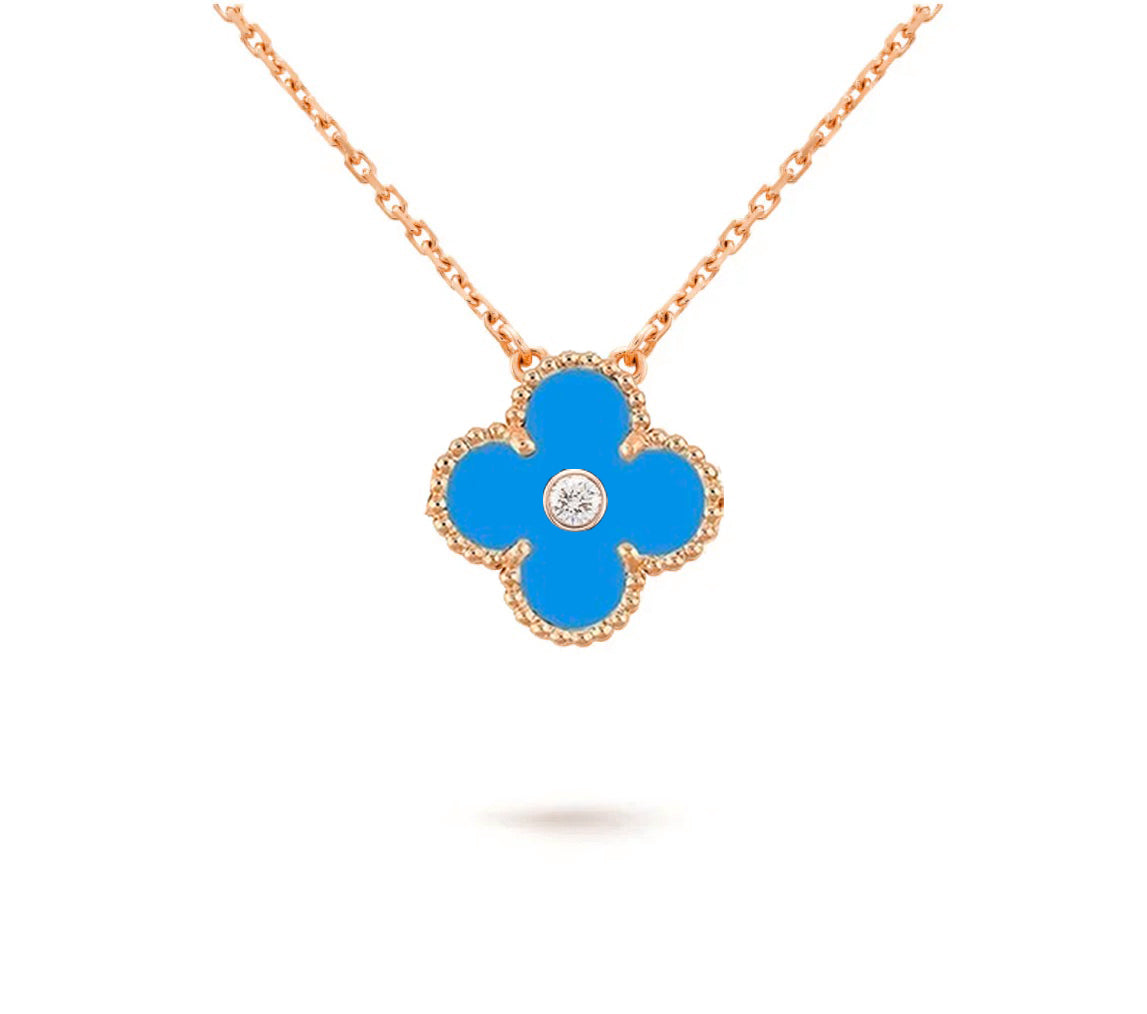 [NOBLE AURA]CLOVER 15MM DIAMOND SINGLE FLOWER NECKLACE COLLECTION
