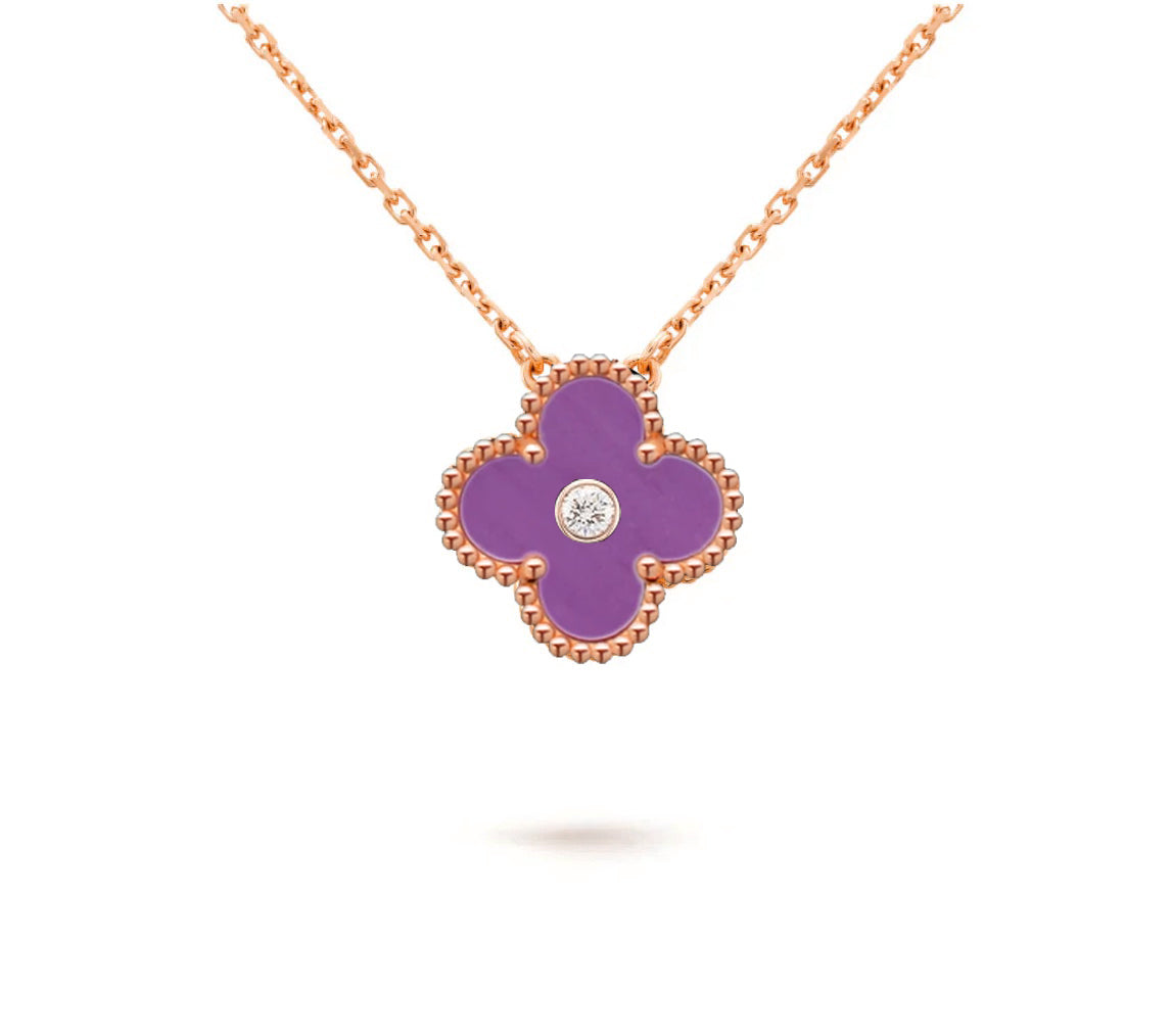 [NOBLE AURA]CLOVER 15MM DIAMOND SINGLE FLOWER NECKLACE COLLECTION