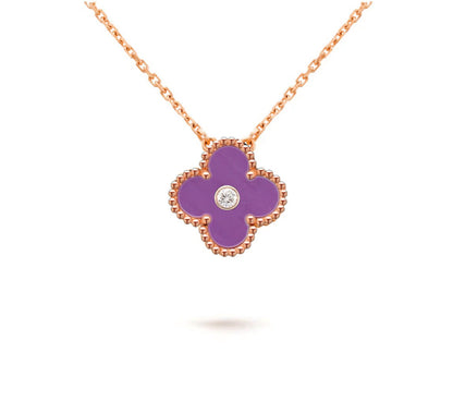 [NOBLE AURA]CLOVER 15MM DIAMOND SINGLE FLOWER NECKLACE COLLECTION