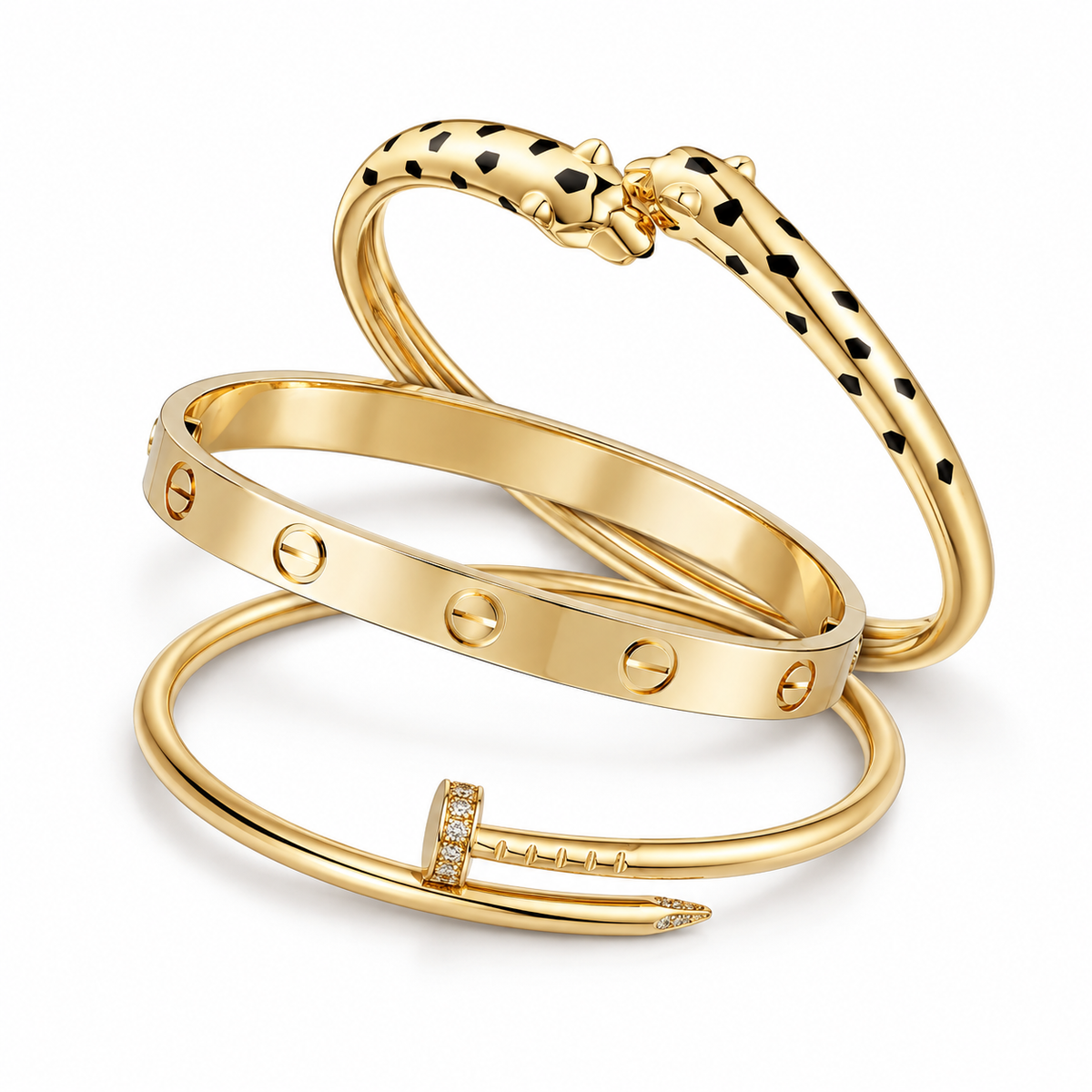 [NOBLE AURA] Panthère & LOVE  & JUSTE  Diamond Bracelet Stack Set