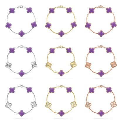 [NOBLE AURA]CLOVER 5 MOTIF LIGHT PURPLE BRACELET COLLECTION
