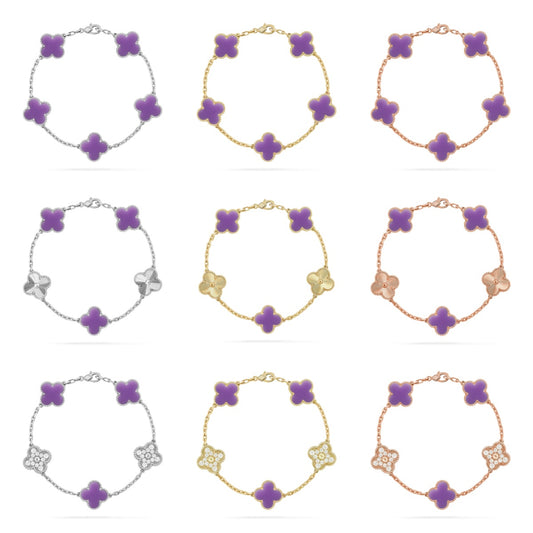 [NOBLE AURA]CLOVER 5 MOTIF LIGHT PURPLE BRACELET COLLECTION