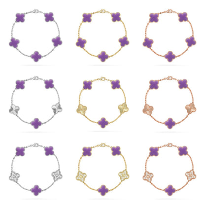 [NOBLE AURA]CLOVER 5 MOTIF LIGHT PURPLE BRACELET COLLECTION