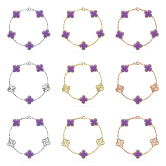 [NOBLE AURA]CLOVER 5 MOTIF LIGHT PURPLE BRACELET COLLECTION