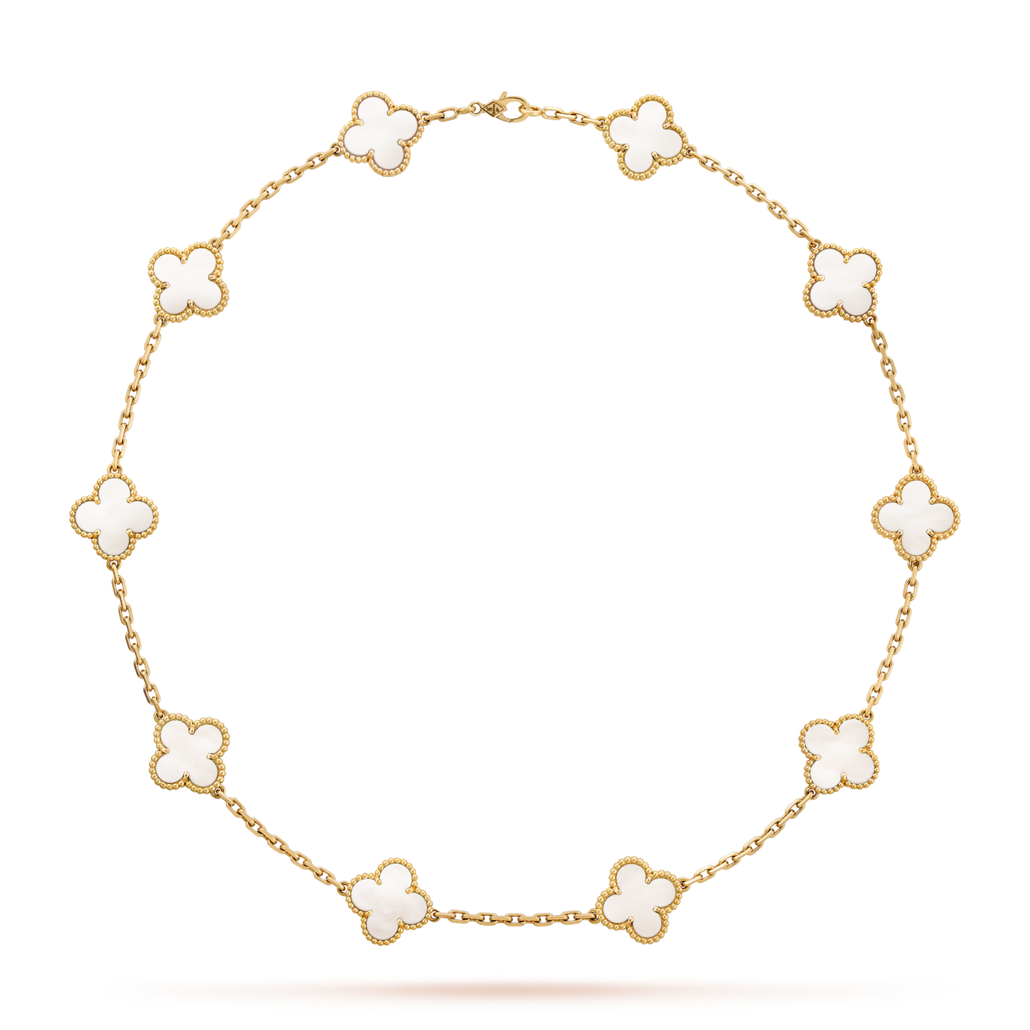 [NOBLE AURA]CLOVER 10 MOTIFS WHITE MOTHER OF PEARL NECKLACE