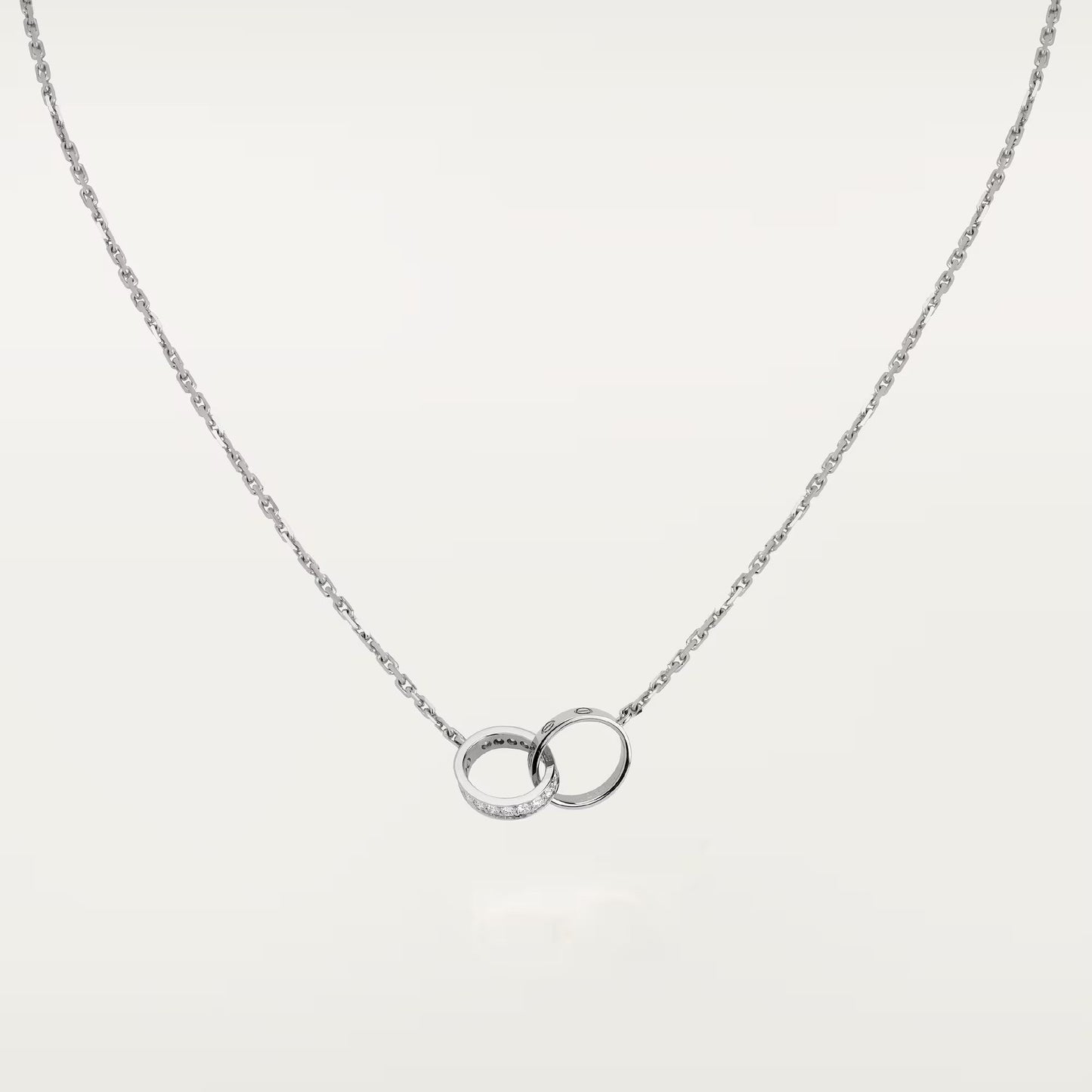 [NOBLE AURA] LOVE DOUBLE RING HALF DIAMOND NECKLACE