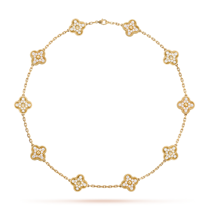 [NOBLE AURA]CLOVER 10 MOTIFS DIAMOND NECKLACE