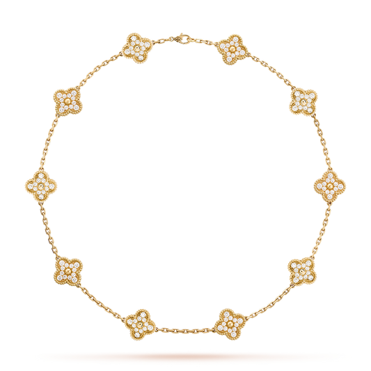 [NOBLE AURA]CLOVER 10 MOTIFS DIAMOND NECKLACE