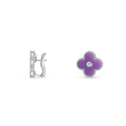 [NOBLE AURA]CLOVER SILVER 15MM MOP DIAMOND EARRINGS COLLECTION