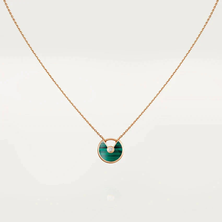 [NOBLE AURA]AMULETTE ROSE GOLD MALACHITE NECKLACE