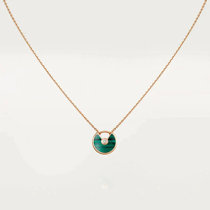 [NOBLE AURA]AMULETTE ROSE GOLD MALACHITE NECKLACE