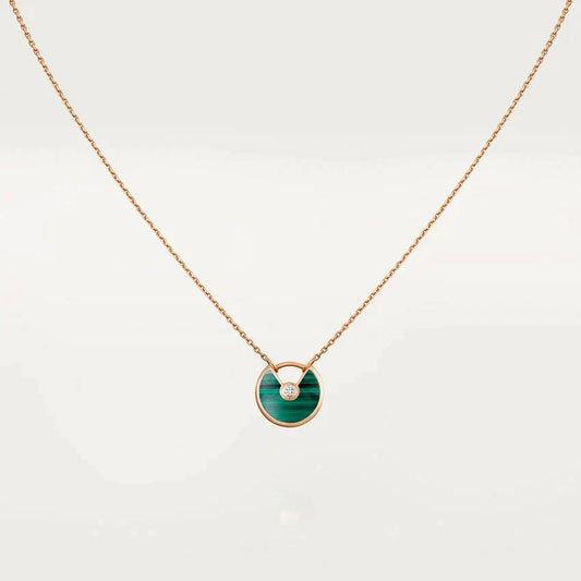 [NOBLE AURA]AMULETTE ROSE GOLD MALACHITE NECKLACE
