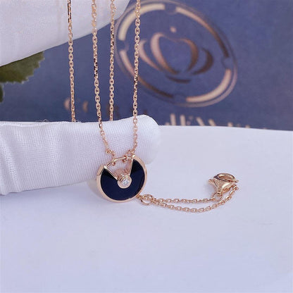 [NOBLE AURA]AMULETTE ROSE GOLD ONYX NECKLACE