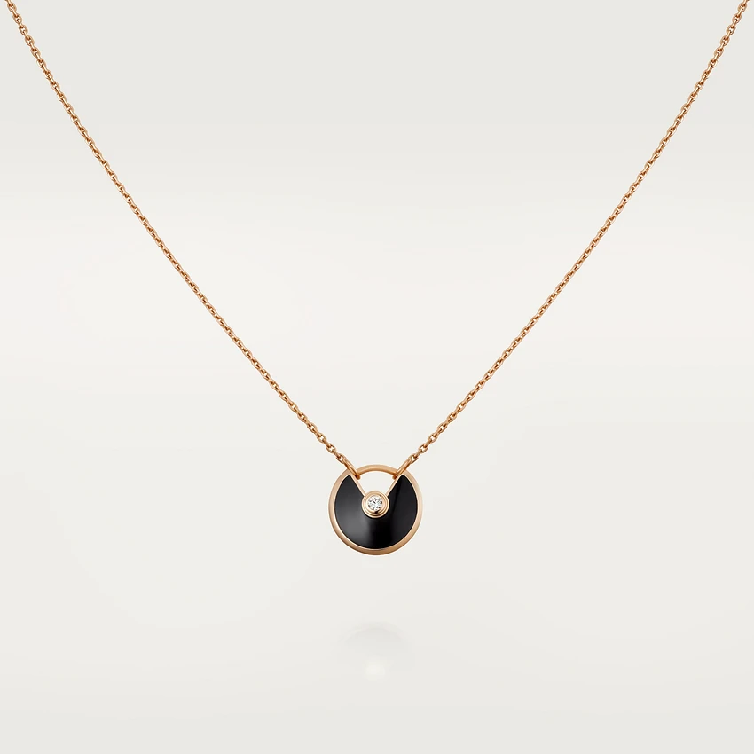 [NOBLE AURA]AMULETTE ROSE GOLD ONYX NECKLACE