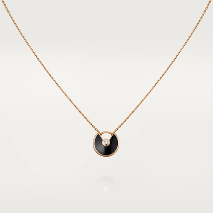 [NOBLE AURA]AMULETTE ROSE GOLD ONYX NECKLACE