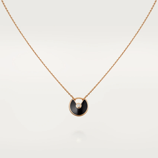 [NOBLE AURA]AMULETTE ROSE GOLD ONYX NECKLACE