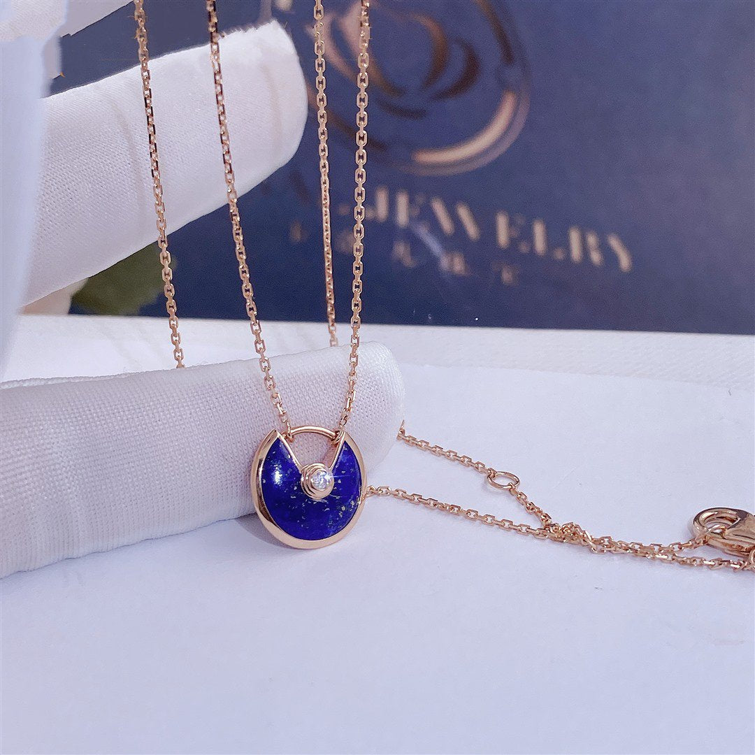 [NOBLE AURA]AMULETTE ROSE GOLD AGATE NECKLACE