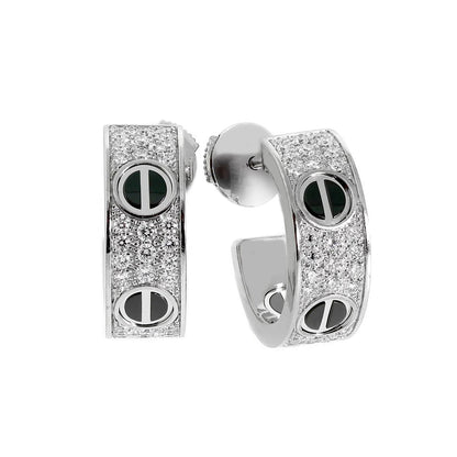[NOBLE AURA] LOVE CERAMIC DIAMOND PAVED SILVER EARRINGS