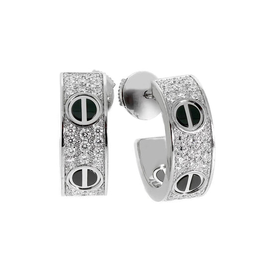[NOBLE AURA] LOVE CERAMIC DIAMOND PAVED SILVER EARRINGS