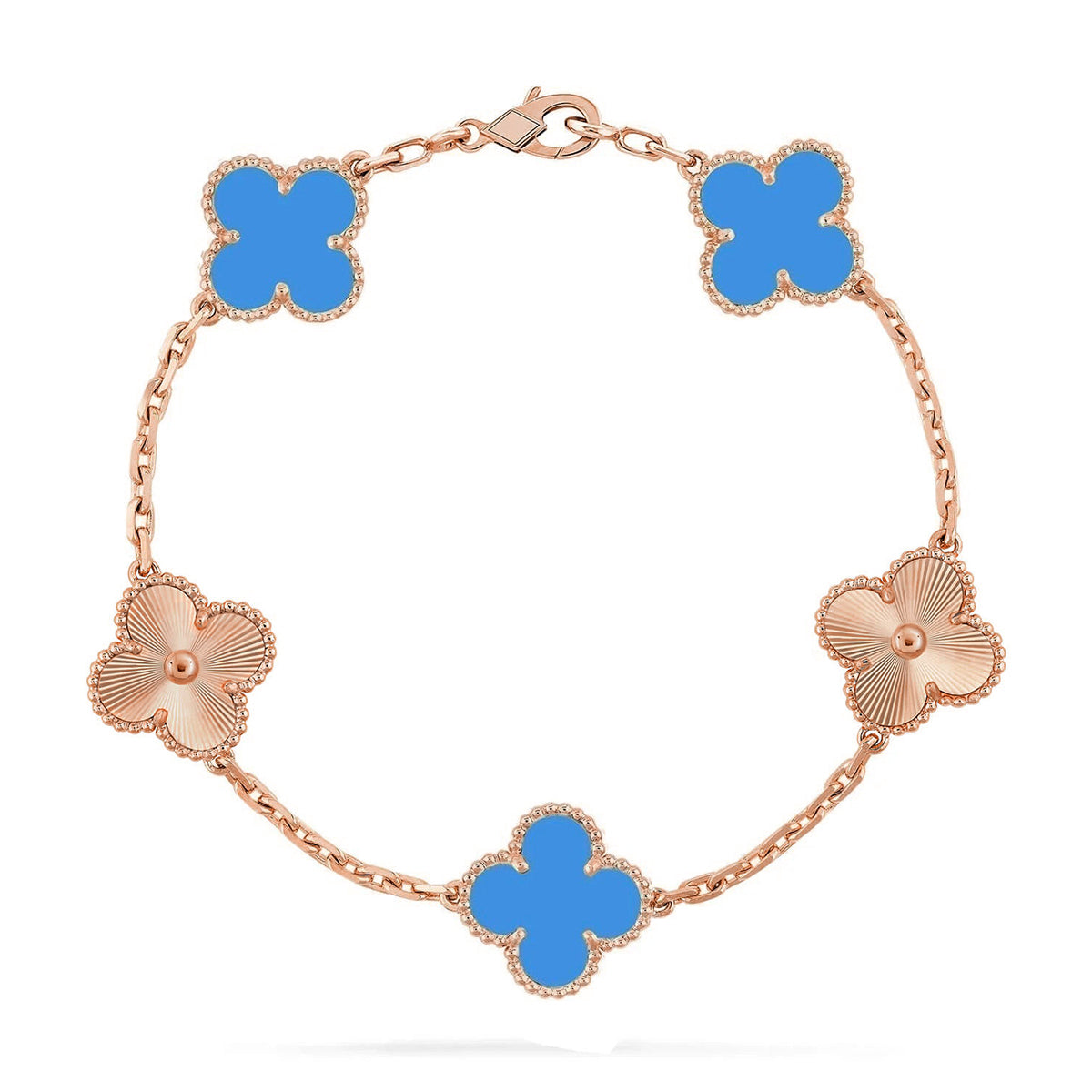 [NOBLE AURA] CLOVER 5 MOTIF BLUE AGATE BRACELET COLLECTION