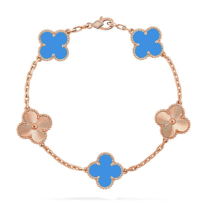 [NOBLE AURA] CLOVER 5 MOTIF BLUE AGATE BRACELET COLLECTION