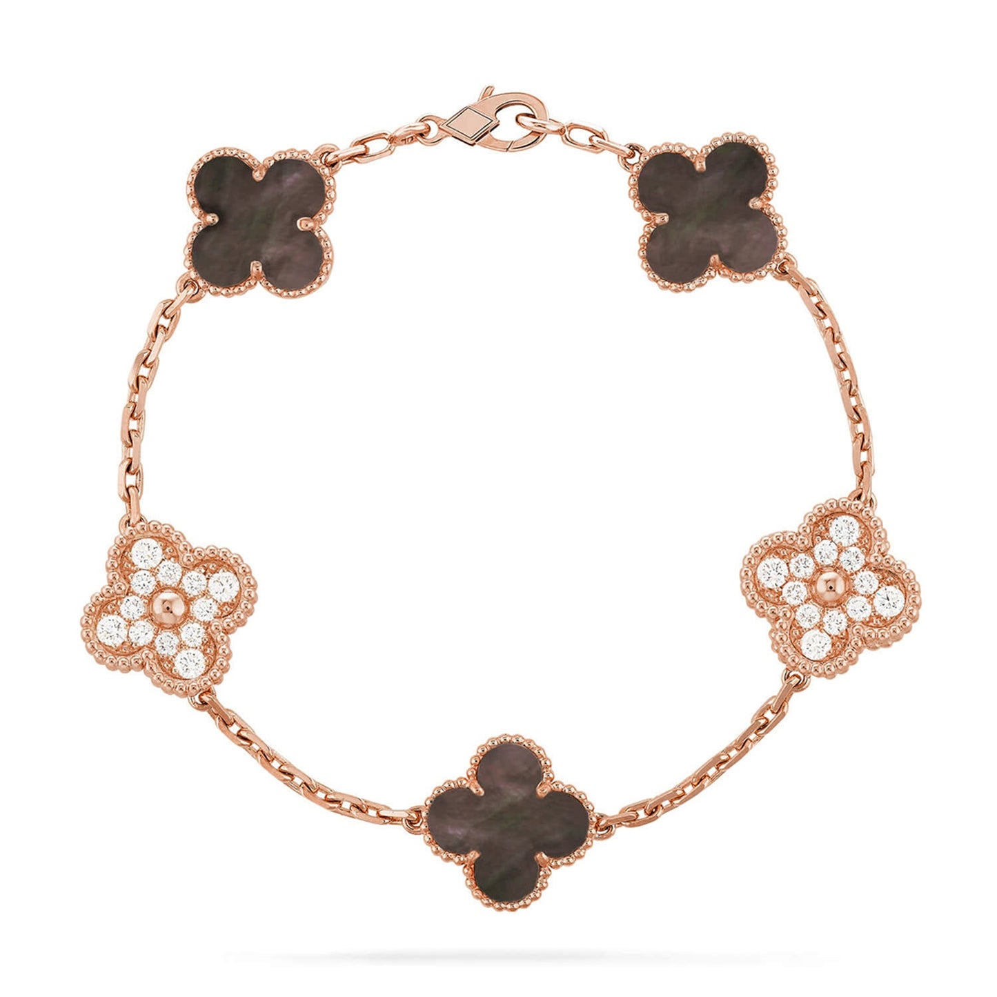 [NOBLE AURA] CLOVER 5 MOTIF GRAY MOP BRACELET COLLECTION