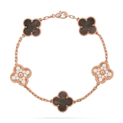 [NOBLE AURA] CLOVER 5 MOTIF GRAY MOP BRACELET COLLECTION