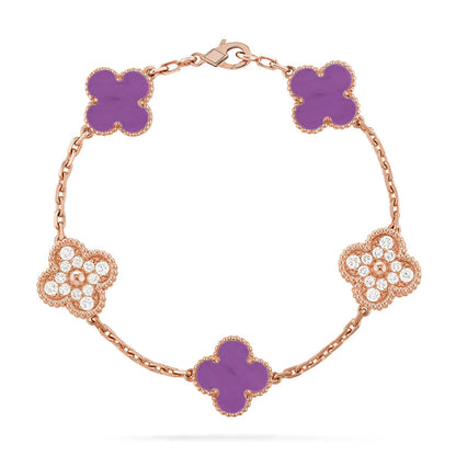 [NOBLE AURA] CLOVER 5 MOTIF VIOLET BRACELET COLLECTION