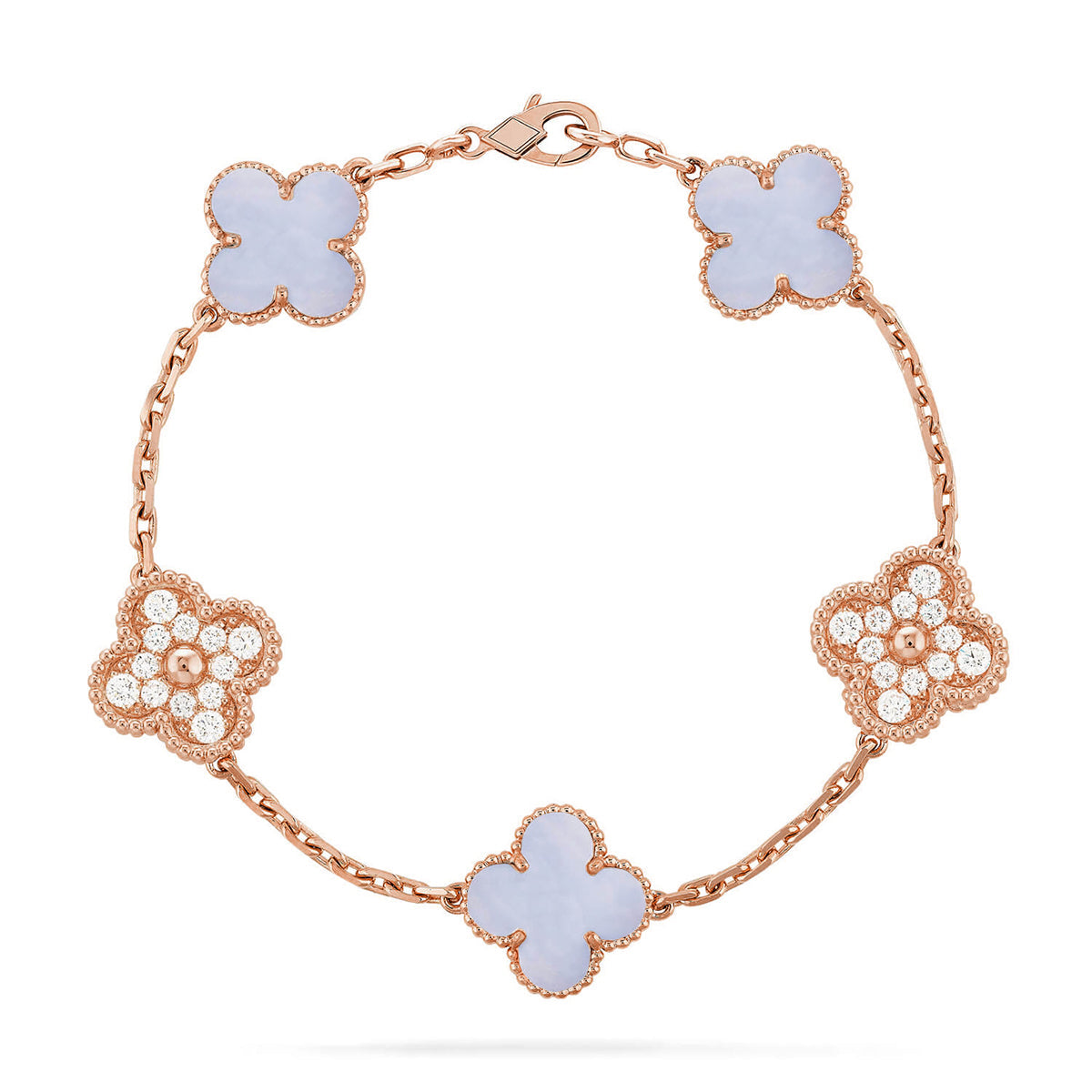 [NOBLE AURA] CLOVER 5 MOTIF PURPLE CHALCEDONY BRACELET COLLECTION
