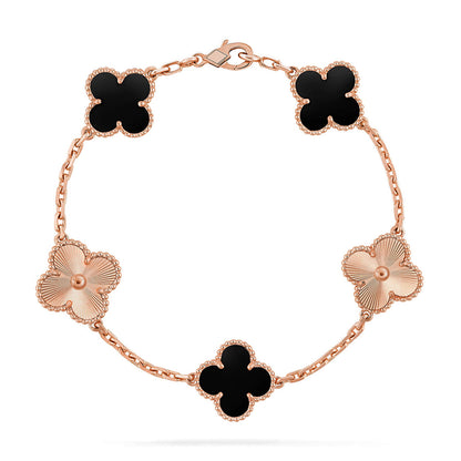 [NOBLE AURA] CLOVER 5 MOTIF ONYXS BRACELET COLLECTION
