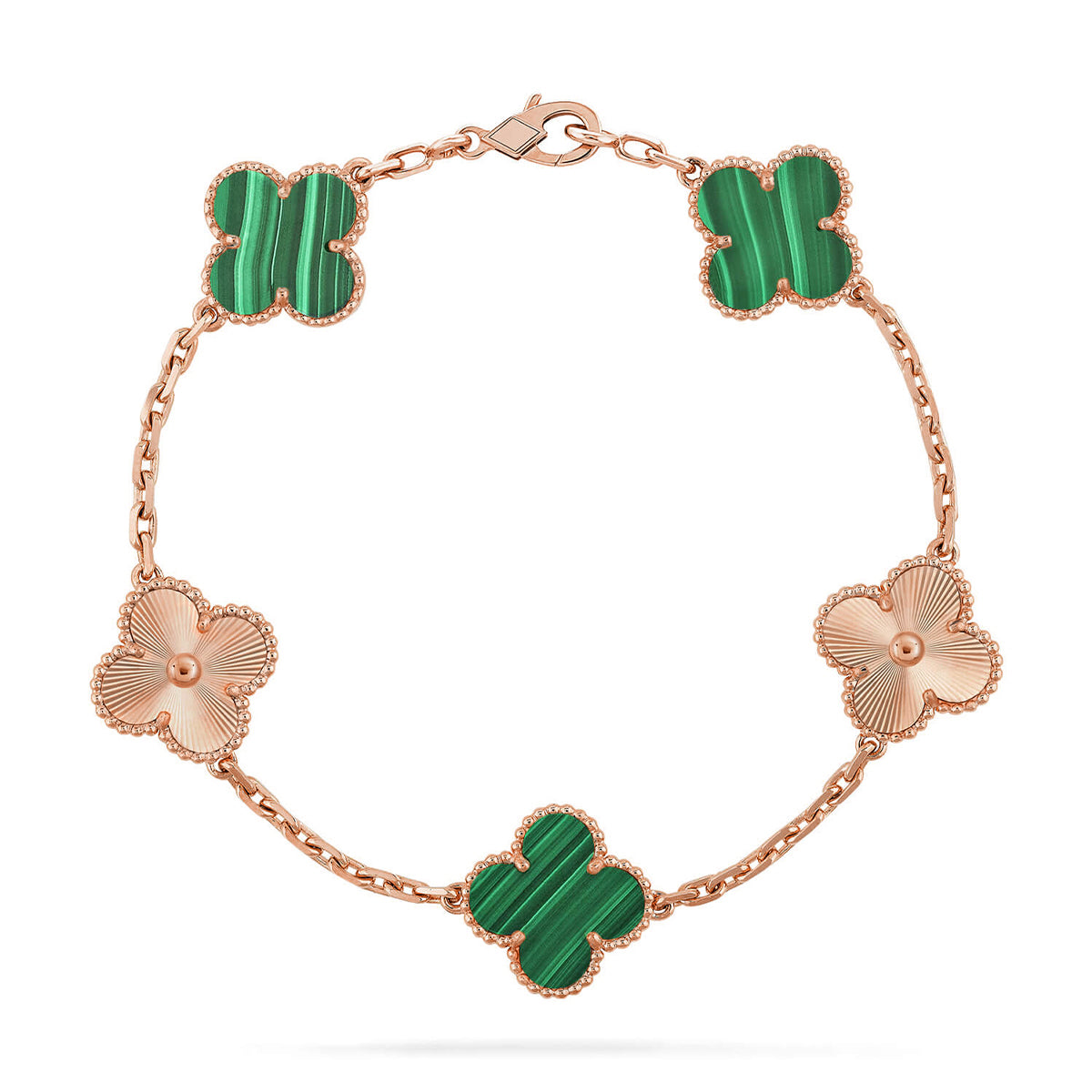 [NOBLE AURA] CLOVER 5 MOTIF MALACHITE BRACELET COLLECTION
