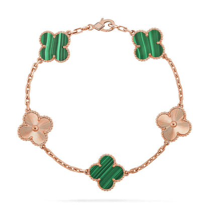 [NOBLE AURA] CLOVER 5 MOTIF MALACHITE BRACELET COLLECTION