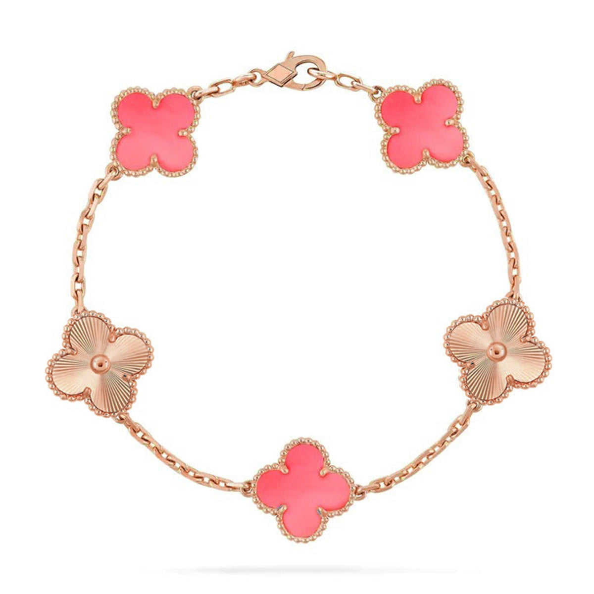 [NOBLE AURA] CLOVER 5 MOTIFS  PINK MOP BRACELET COLLECTION