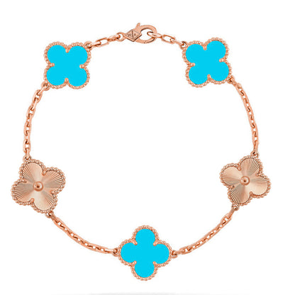 [NOBLE AURA] CLOVER 5 MOTIF TURQUOISE BRACELET COLLECTION