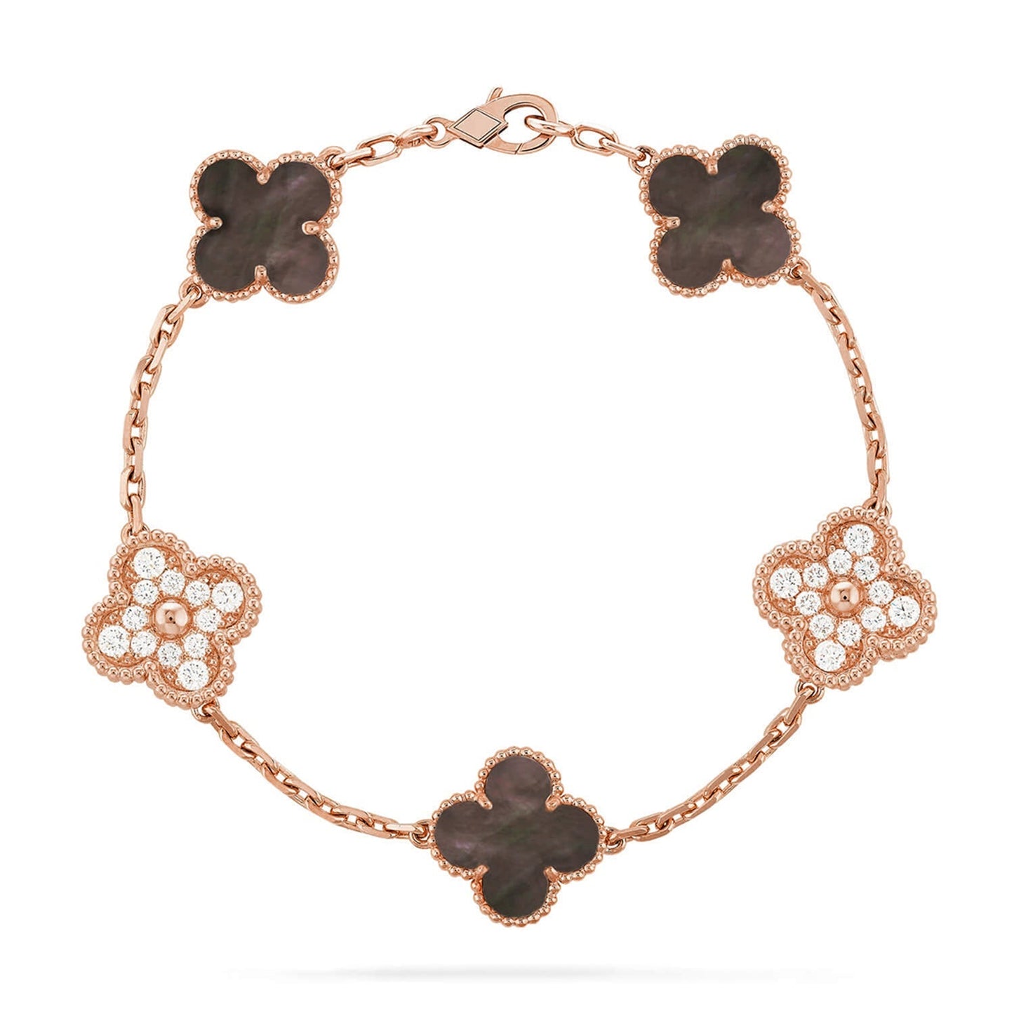 [NOBLE AURA] CLOVER 5 MOTIF GRAY MOP BRACELET COLLECTION