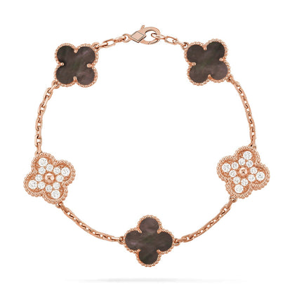 [NOBLE AURA] CLOVER 5 MOTIF GRAY MOP BRACELET COLLECTION