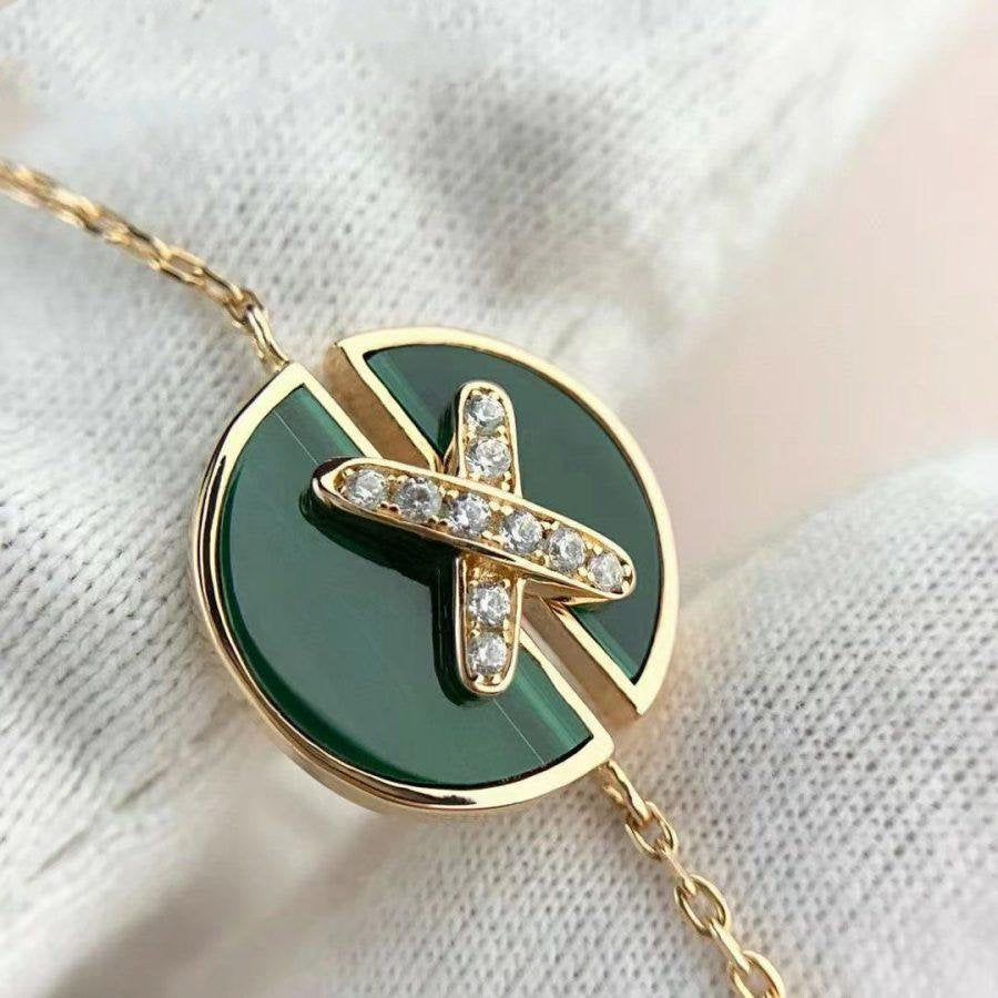 [NOBLE AURA]JEUX DE BRACELET MALACHITE PINK GOLD DIAMONDS