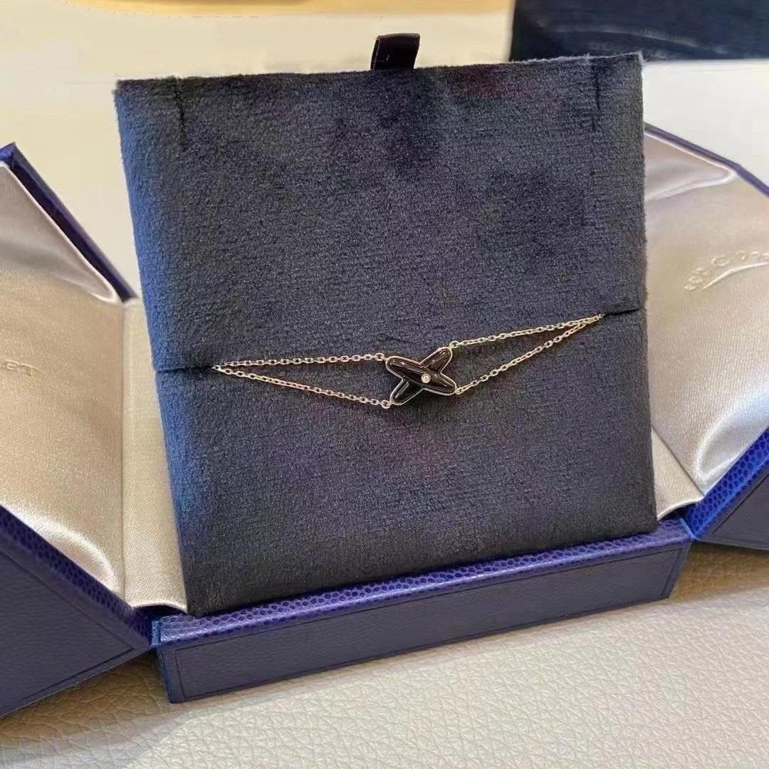 [NOBLE AURA]JEUX BRACELET ONYX PINK GOLD 1 DIAMOND